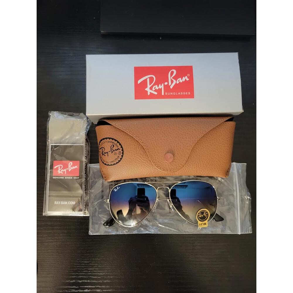 *AUTHENTIC* NEW Ray Ban RB3025 Aviator Gradient Blue 58mm Unisex Sunglasses